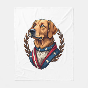Heritage Golden Retriever Patriotic Vintage Tee 4 Fleece Blanket