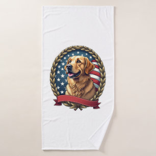 Heritage Golden Retriever Patriotic Vintage Tee Bath Towel