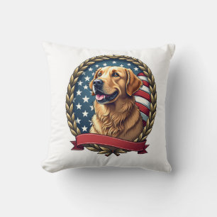 Heritage Golden Retriever Patriotic Vintage Tee Cushion