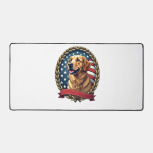 Heritage Golden Retriever Patriotic Vintage Tee Desk Mat