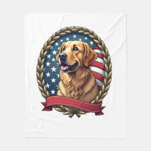 Heritage Golden Retriever Patriotic Vintage Tee Fleece Blanket