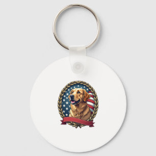 Heritage Golden Retriever Patriotic Vintage Tee Key Ring