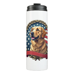 Heritage Golden Retriever Patriotic Vintage Tee Thermal Tumbler