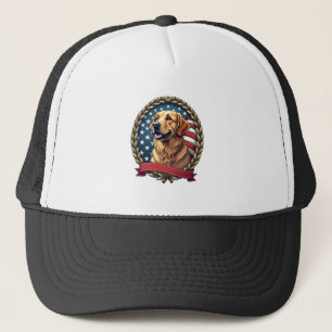 Heritage Golden Retriever Patriotic Vintage Tee Trucker Hat