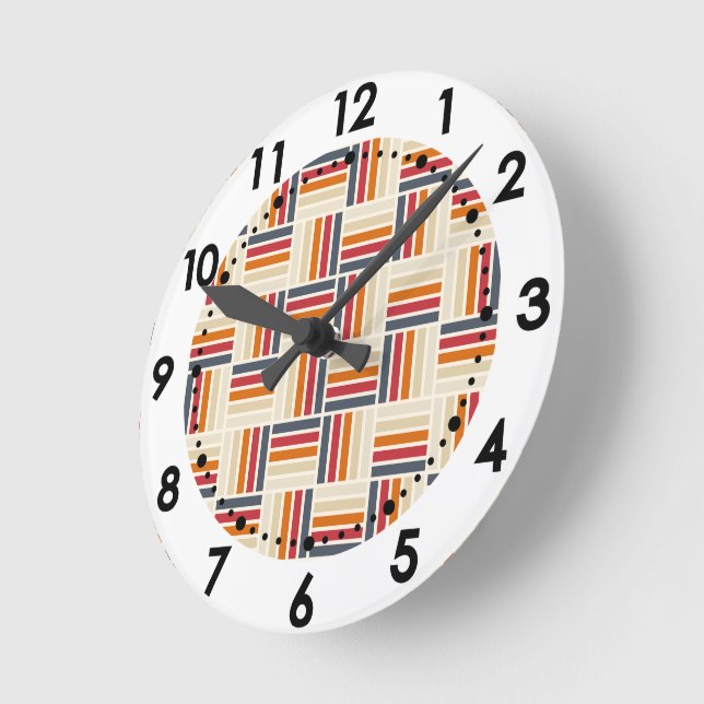 Heritage Grid Quilt seamless pattern Round Clock (Angle)