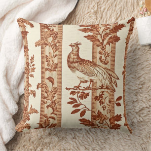 Heritage Hen Floral Stripe Toile Pattern Cushion
