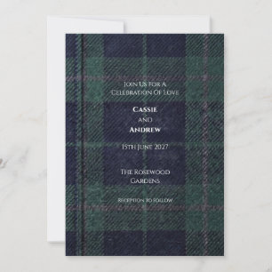 Heritage Highland Tartan Navy and Green Invitation