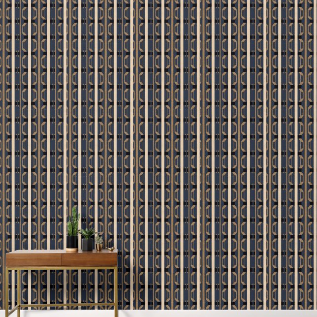 Heritage Luxe No. 2 (Indigo + Earth) Luxury Wallpaper (Hallway)