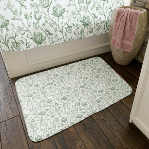 Heritage Luxury Sage French Toile Artisan Cottage Bath Mat