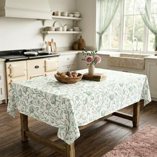 Heritage Luxury Sage French Toile Artisan Cottage Tablecloth