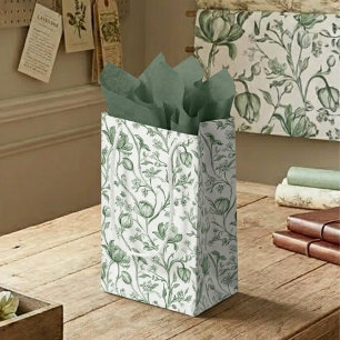 Heritage Luxury Sage Toile Artisan Garden Styling Small Gift Bag