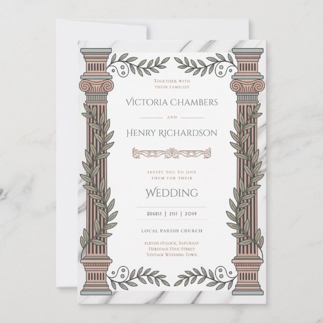 Heritage | Neoclassical Greco-Roman Wedding Invitation (Front)