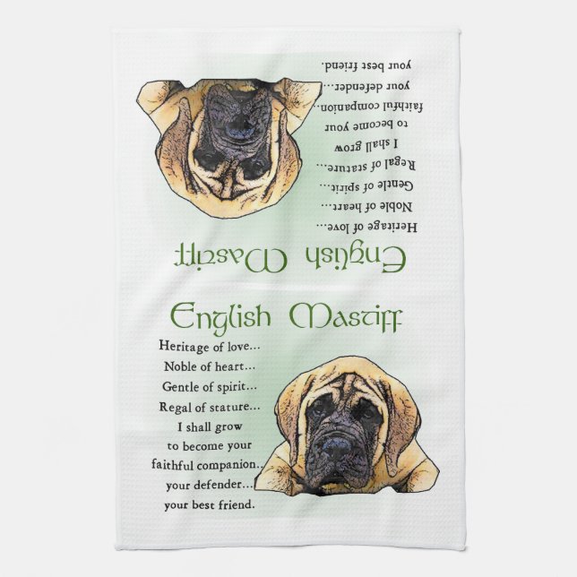 Heritage of Love English Mastiff Tea Towel (Vertical)