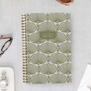 Heritage Olive Deco Fans Personalised Notebook