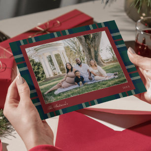 Heritage Preppy Plaid Christmas Photo  Holiday Card