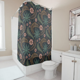 Heritage revival victorian botanical pattern shower curtain