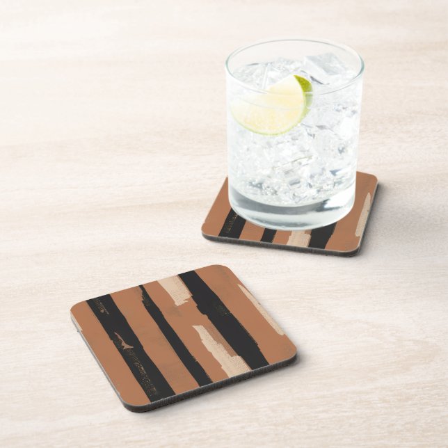 Heritage Stripe (terracota + black)   Coaster (Right Side)