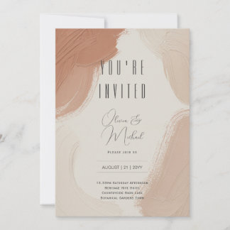 Heritage Terracotta Blush Abstract Brushstroke Invitation