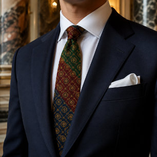 Heritage Tri-Color Medallion Luxury Tie