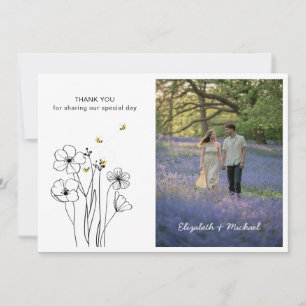 Heritage Wildflower and Bees PHOTO Thank You Card