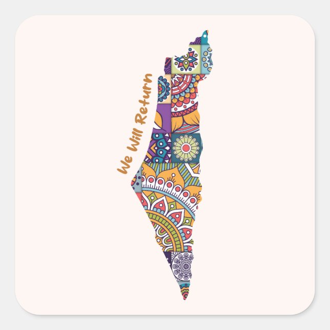  Heritage Within the Map of Palestine Square Sticker (Front)