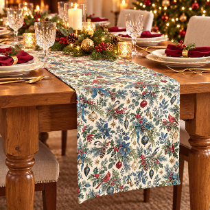 Heritage Woodland Birds Christmas Short Table Runner