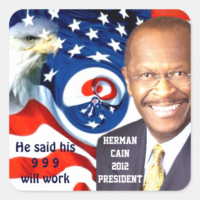 Herman Cain 2012_ Square Sticker (Front)