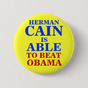 herman cain is able 2012 6 cm round badge