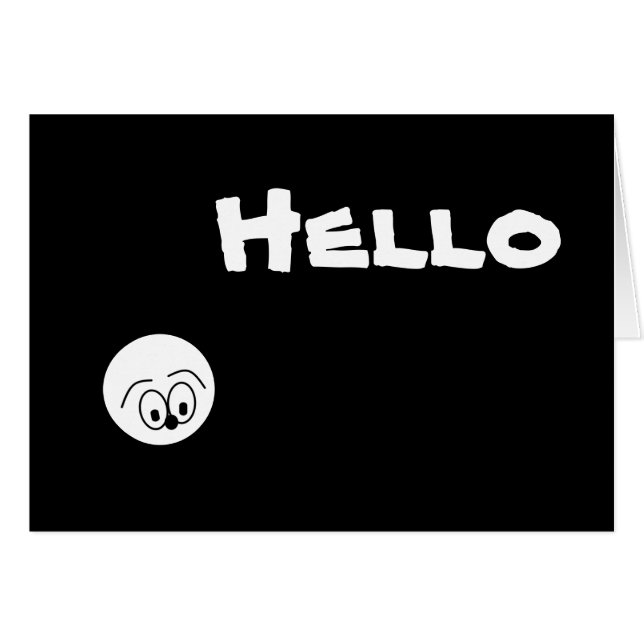 Herman Says "HELLO" Black & White Greeting Card (Front Horizontal)