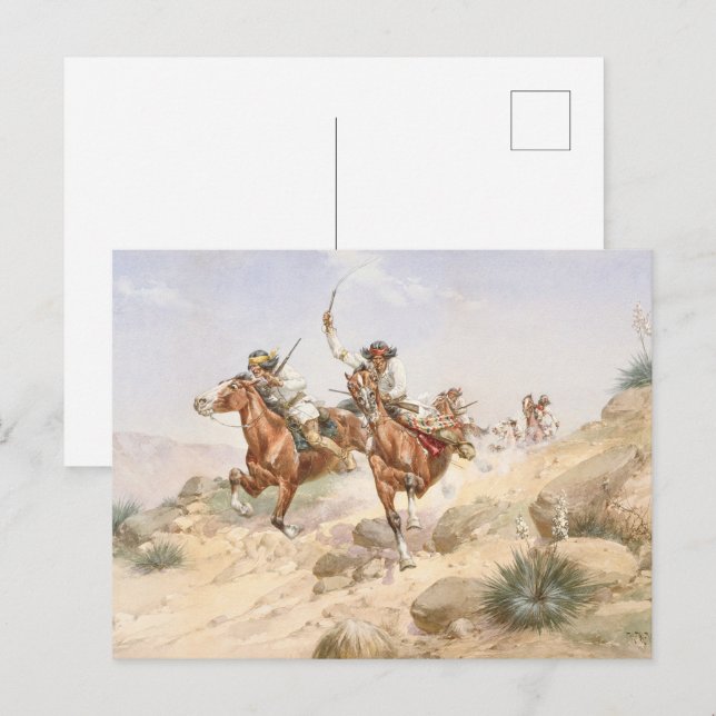 Herman W Hansen Apache Indians on Horseback  Postcard (Front/Back)
