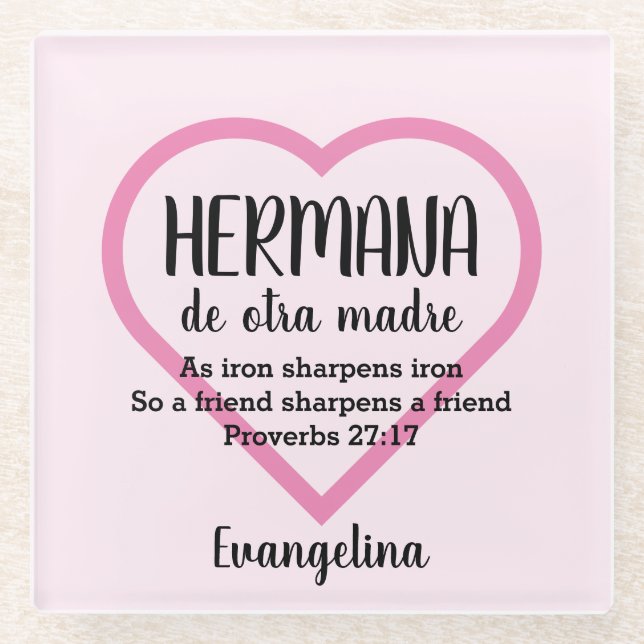 HERMANA DE OTRA MADRE Christian BFF Personalised Glass Coaster (Front)