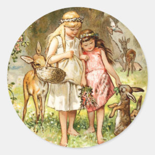 Hermann Vogel - Snow White and Rose Red Classic Round Sticker