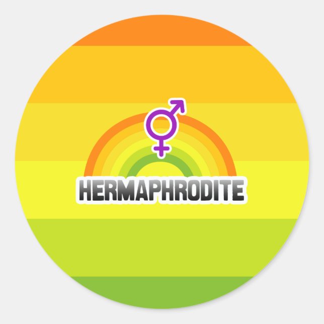 HERMAPHRODITE RAINBOW CLASSIC ROUND STICKER (Front)