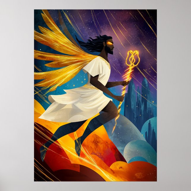 Hermes - Cubist Minimalist Legend - Messenger Poster (Front)
