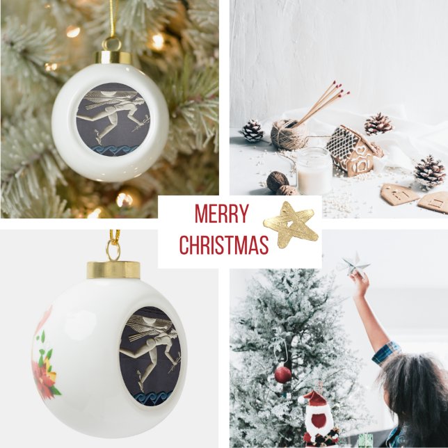Hermes - Herald of the Greek Gods in NYC Ceramic Ball Christmas Ornament (Creator Uploaded)
