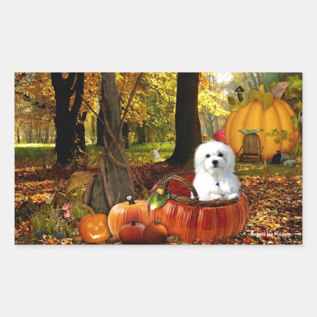 Hermes the Maltese Rectangular Sticker (Front)