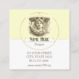 Hermes vintage minimal monogram artful beige square business card