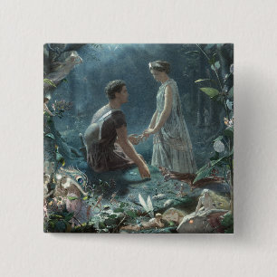 Hermia Lysander & fairies Midsummer Night Dream 15 Cm Square Badge