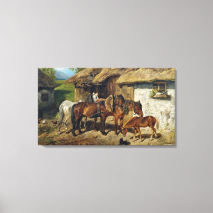 Hermine Biedermann Harnessed Horses at the Stab Canvas Print