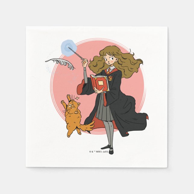 Hermione and Crookshanks Wingardium Leviosa Napkin (Front)