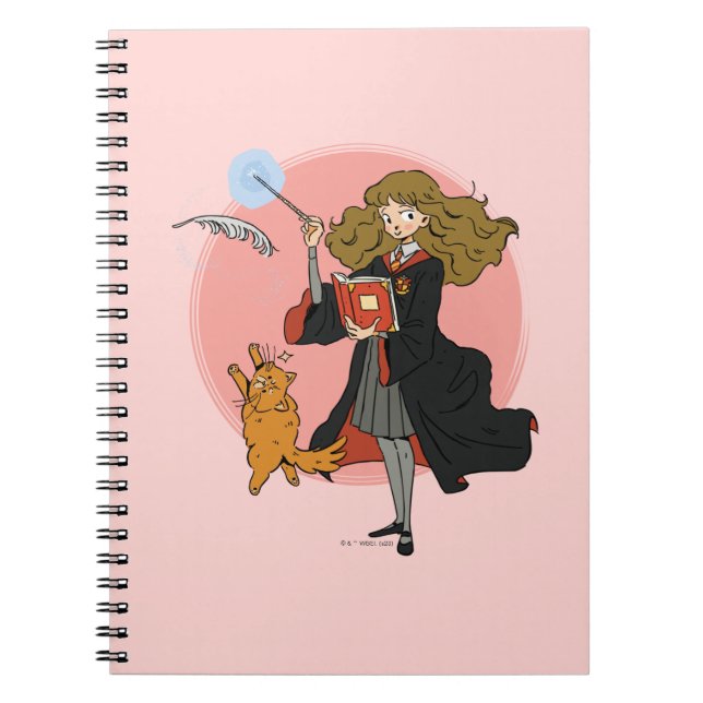Hermione and Crookshanks Wingardium Leviosa Notebook (Front)