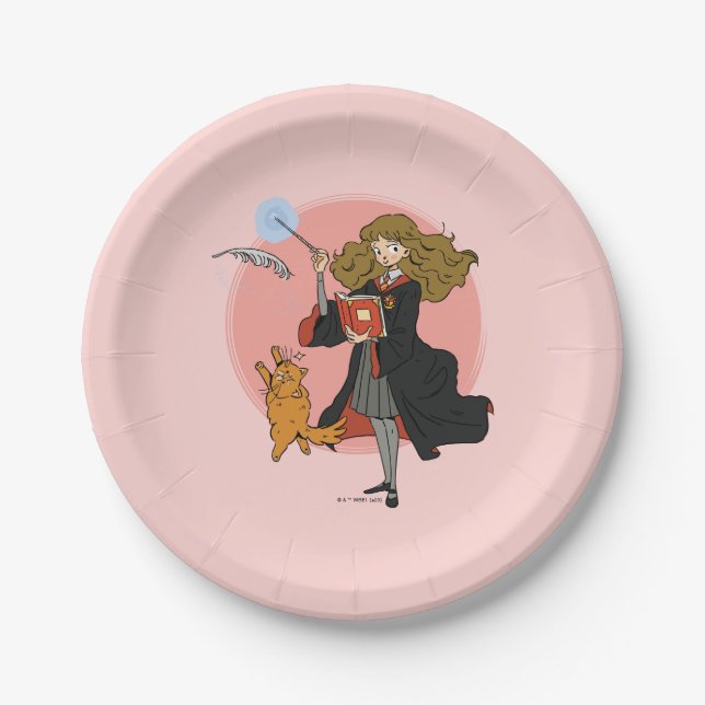 Hermione and Crookshanks Wingardium Leviosa Paper Plate (Front)