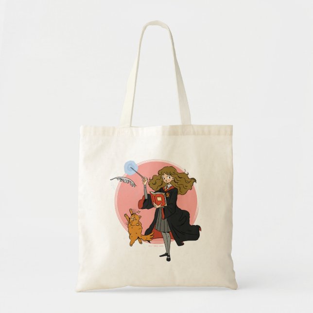 Hermione and Crookshanks Wingardium Leviosa Tote Bag (Front)