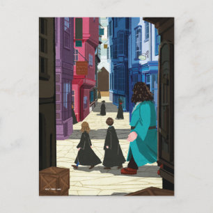 Hermione, HARRY POTTER™, & Hagrid in Diagon Alley Postcard