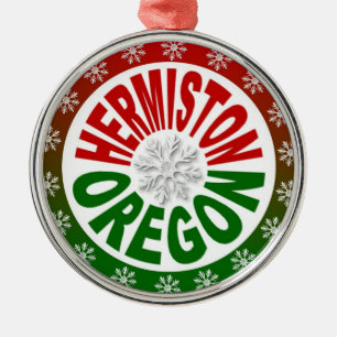 Hermiston Oregon red green ornament