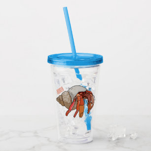 Hermit crab cartoon illustration acrylic tumbler