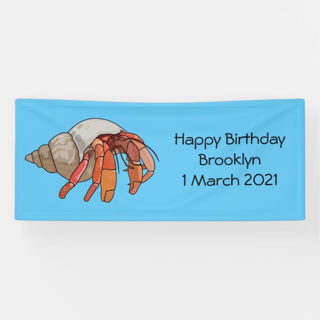 Hermit crab cartoon illustration banner (Horizontal)