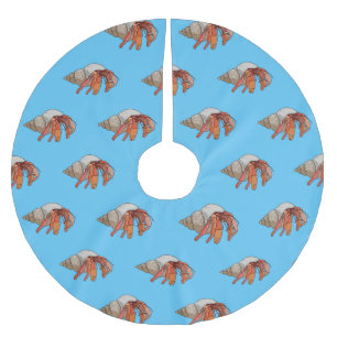 Hermit crab cartoon illustration brushed polyester tree skirt