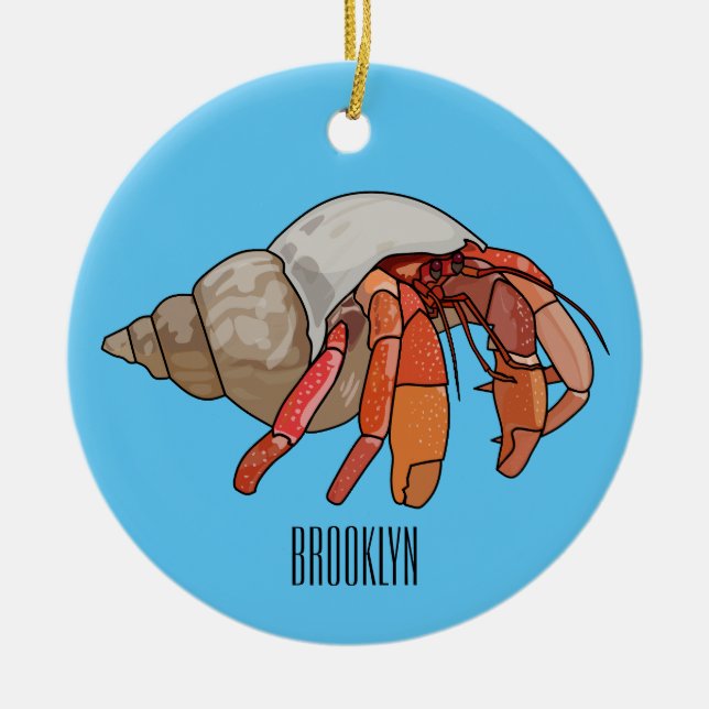 Hermit crab cartoon illustration ceramic tree decoration (Front)
