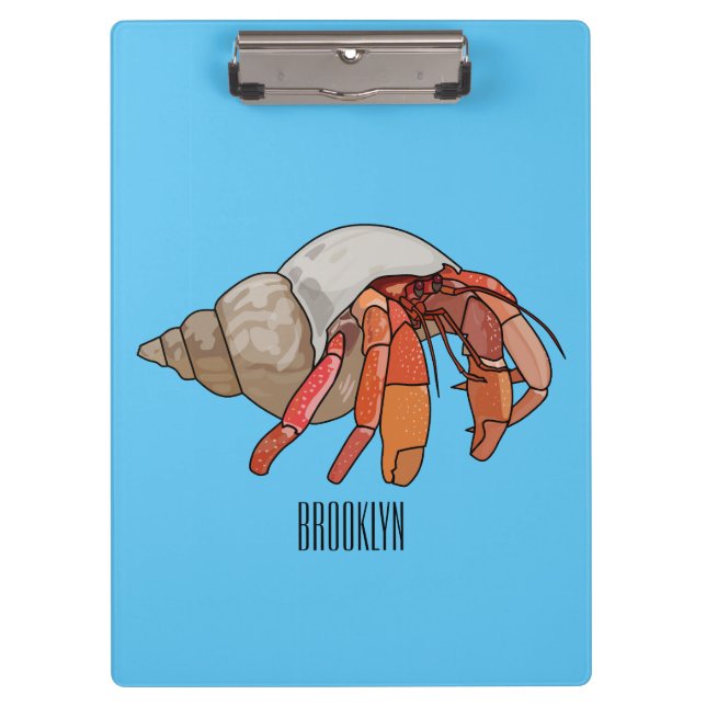 Hermit crab cartoon illustration clipboard (Front)